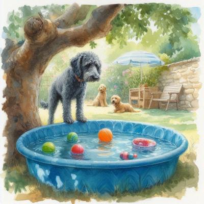 Balle flottante dans la  piscine pour chien