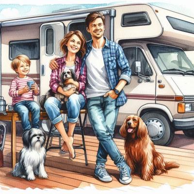 Camping car famille et chiens