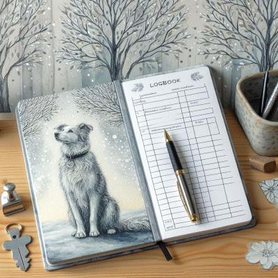 Carnet de bord pour le chien sur bureau