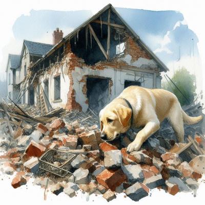 Labrador recherche sur decombre